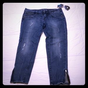 Rerock Express skinny crop zipper ankle jeans